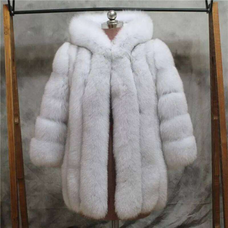 HJQJLJLS 2021 Winter Women Faux Fox Coat Hooded Female Thick Warm Artificial Jacket Ladies Fake Fur Coats Outerwear