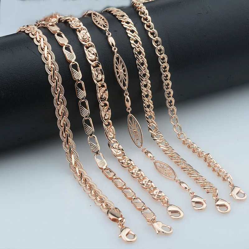 Long Style Men Women 585 Rose Gold Color Necklace Beaded Twist New Cu 50cm 60cm Chain Jewelry W250616