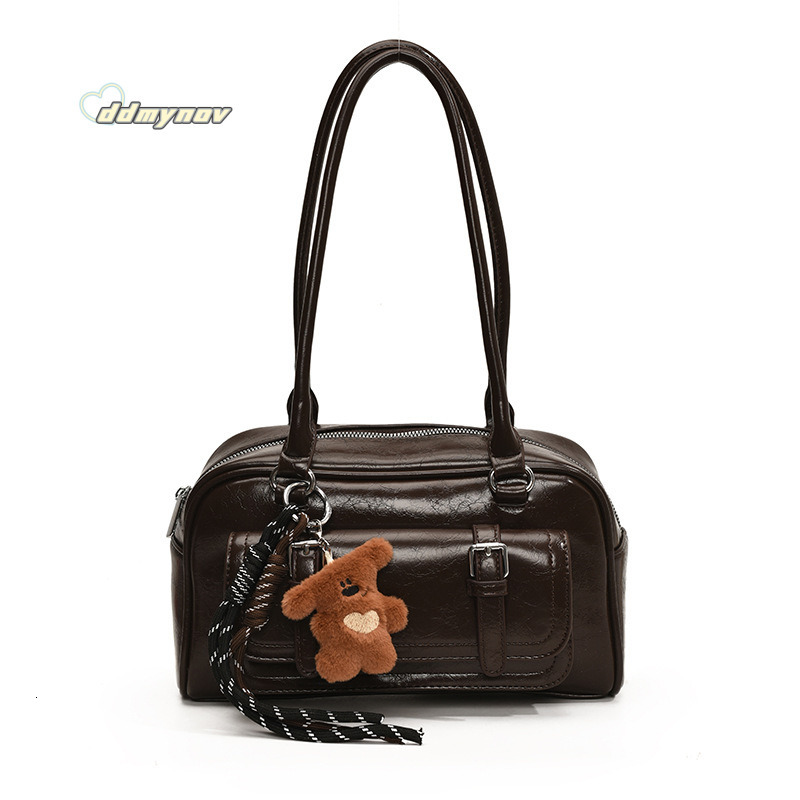 2024 Winter New Korean Style Trendy Travel Single Shoulder Women's Handbag Fashion Casual Boston Underarm Bag ddmynov ddmynov ddmynov ddmynov