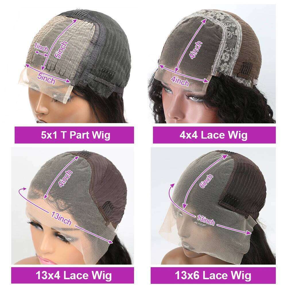 250 Density Curly Short Bob Human Hair Wigs 13x4 13X6 HD Frontal Brazilian Deep Wave 5x1 4x4 Lace Closure Wig For Women