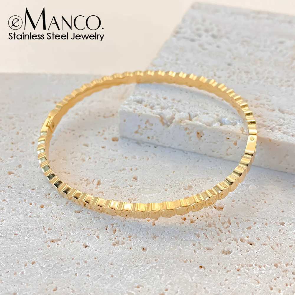 eManco New Fashion Stainless Steel Geometric Thin Bangle Simple Rock Chic Jewelry 48 Hour Shipping Z250616