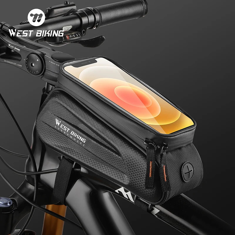 WEST BIKING Bike Bag Front Phone Bicycle Bag For Bicycle Tube Waterproof Touch Screen Saddle Package For 7Inch Bike Accessories 250610