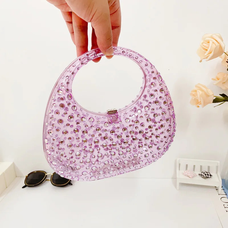 Handbag Women Transparent Summer Acrylic Bags Diamond Encrusted Evening Luxury Designer Wedding Clear Bags 250614