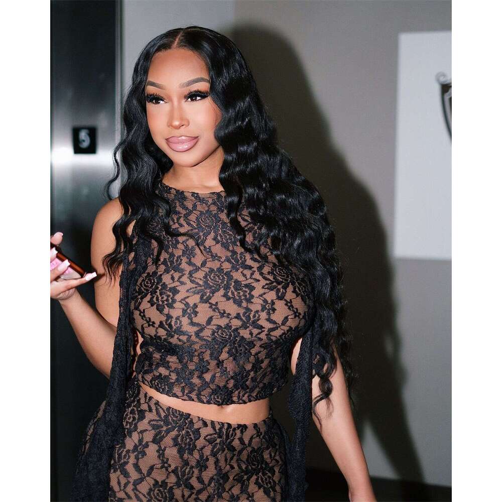 Women's Sheer Lace Hollow Out Crop Sleeveless Round Neck Top Bodycon Sexy 7/8 Pants Set B5