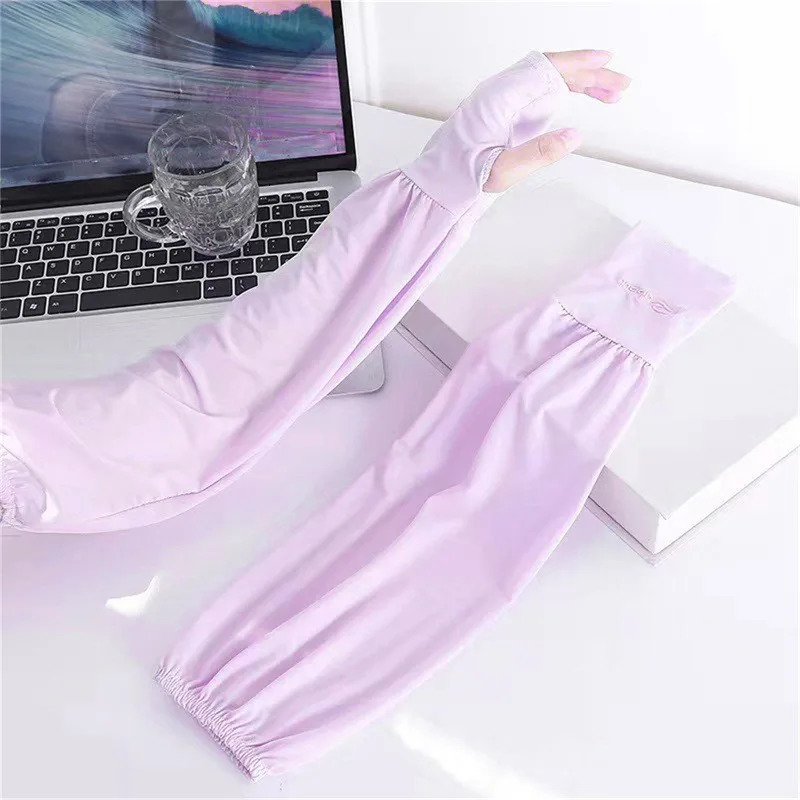 2Pcs Summer Loose Sunscreen Driving Ice Silk Sleeve Female Long Length UV Protection Arm Glove Sleeves Super Soft Breathable 250610