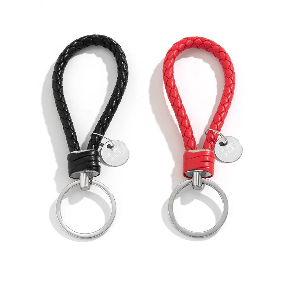 2PcsSet PU Leather Braided Woven Rope Keychain DIY Bag Pendant Key Chain Holder Car Trinket Keyring Men Women Gift Jewelry 250606