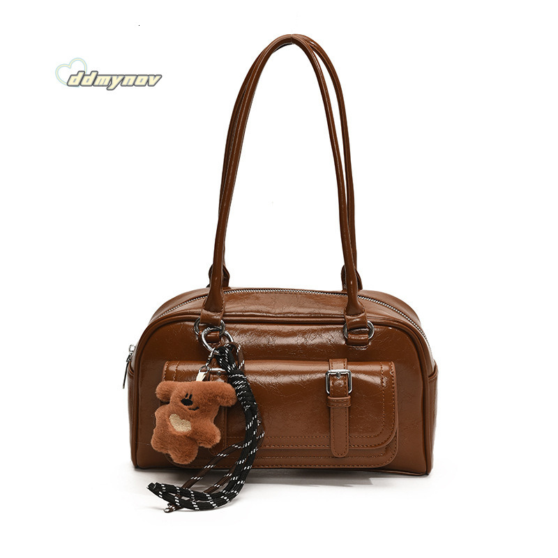 2024 Winter New Korean Style Trendy Travel Single Shoulder Women's Handbag Fashion Casual Boston Underarm Bag ddmynov ddmynov ddmynov ddmynov