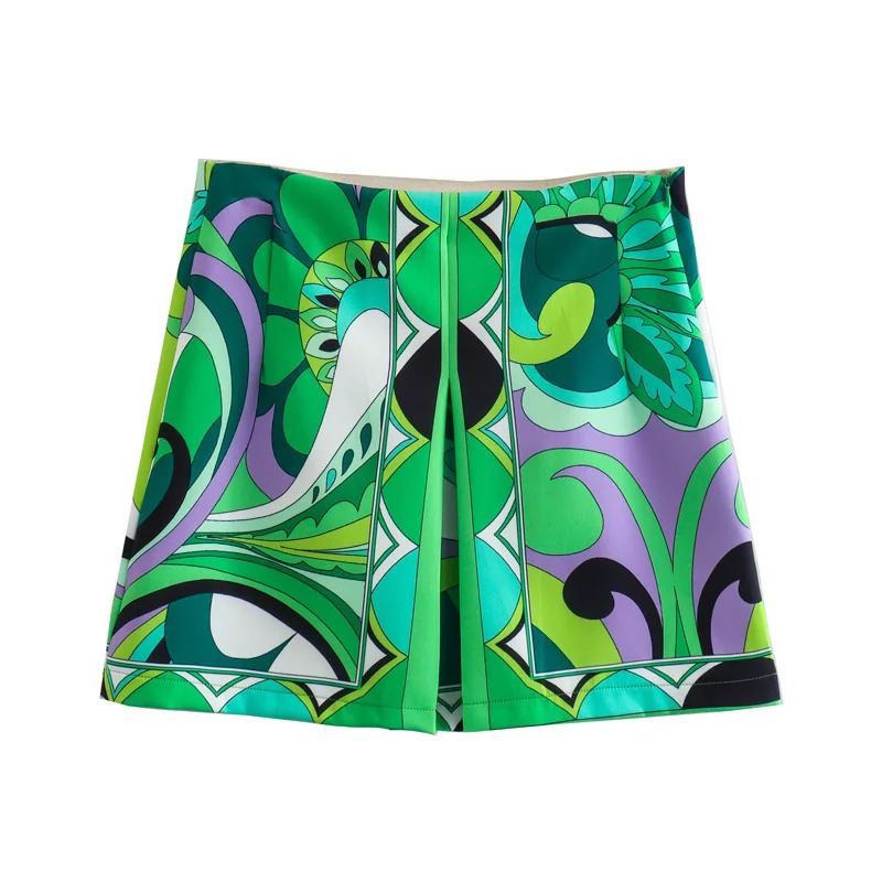 2024 Autumn European And American Style Womens Printed Temperament Shirt Short Skirt Street Casual Fashion Suit 250609