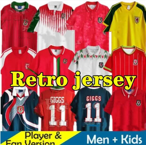 retro Wales soccer jerseys GIGGS BALE Hughes Saunders Rush Speed vintage classic 90 92 93 94 95 96 97 98 99 football shirt 2014 15 1990 1992 1994 1995 Wales 1982 83 85 2000