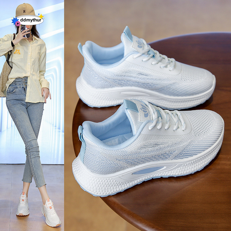 Fashion Versatile Spring New Korean Style Breathable Flyknit Soft Sole Student Casual Running Women's Shoes ddmythur