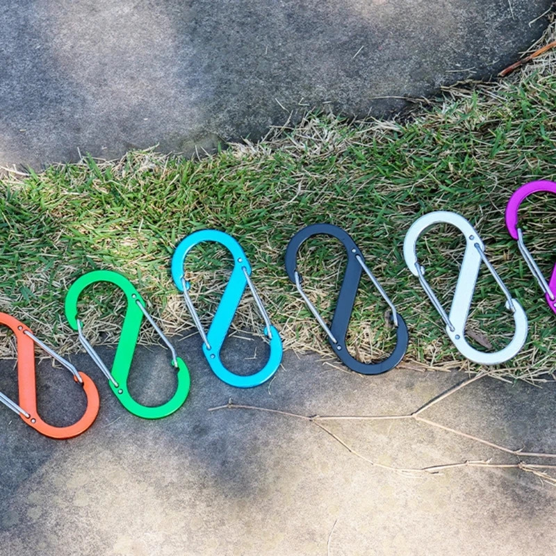 Aluminum Alloys Mini Shaped Carabiner Double Clip Hook Keychains Attachments for Camping Fishing Hikings 250611