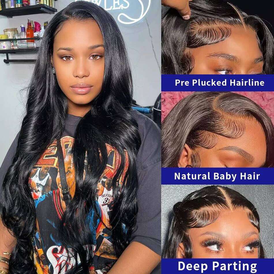 Glueless Body Wave Frontal Human Hair Wigs Brazilian 13X6 13X4 Pre Cut Hd Transparent Lace Front Wig 220 Density 30 32 Inch