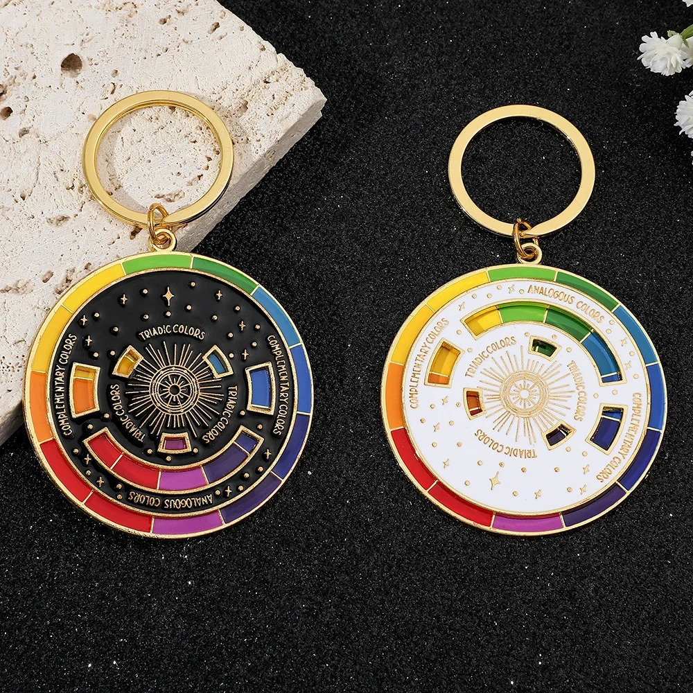 Color Wheel Rotatable Keychain Creative Turntable Charm Aesthetic Arts Gifts Key Holder for Artists Fashion Jewelry 250606