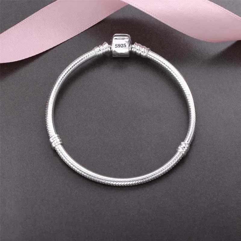 TOP SALE Authentic 100% 925 Sterling Silver 3MM Snake Chain Bangle for Women Luxury Jewelry 16-23CM Z250616