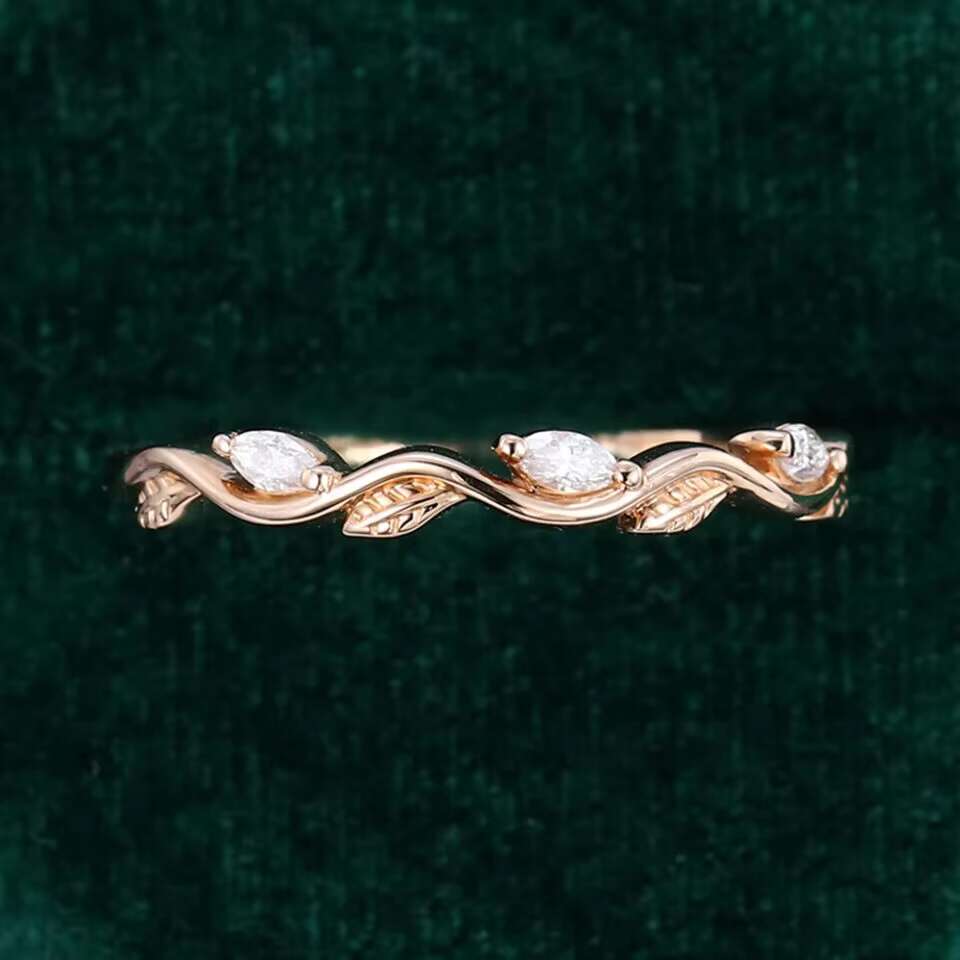 Luxury Fine Jewelry Wavy Marquise Moissanite Half Eternity Band for Wedding and Engagement Gifting Options