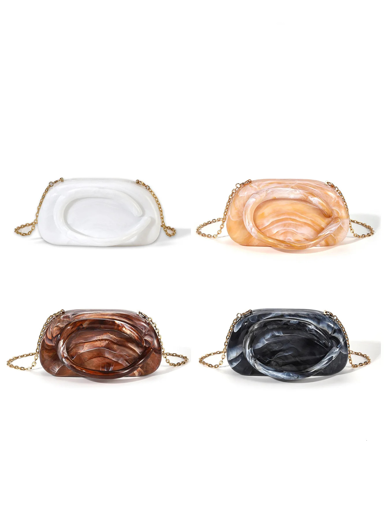 Luxury Acrylic Clutch Purse For Women Ladies Evening Crossbody Bag Vintage Marble Shell Chain Shoulder Handbag Vacation Wallets 250614