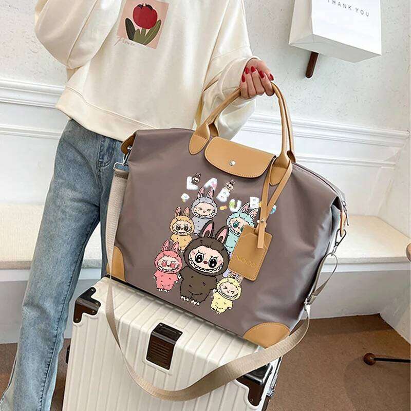 Women's Bags Designer Labubu Travel Tote Large Capacity Portable Lightweight Simple Waterproof Gym Bag Cute Cartoon Funny Women Shoulder Bags Gif