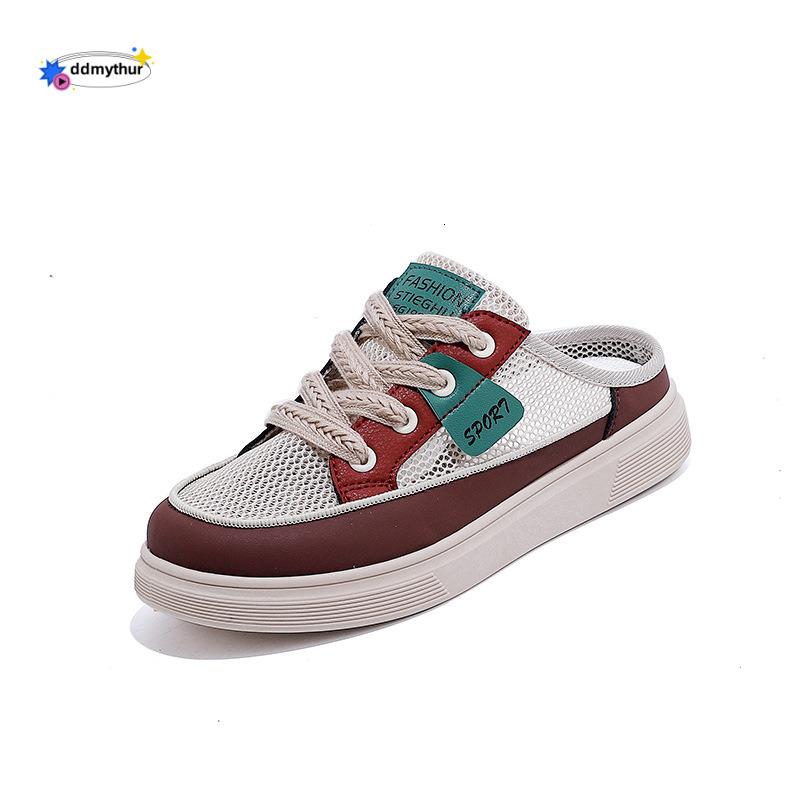 Breathable Outdoor Half-Slip Sandals for Women 2025 Internet Celebrity Korean Style Versatile Flat Casual Mesh Women's Shoes KT-283 ddmythur