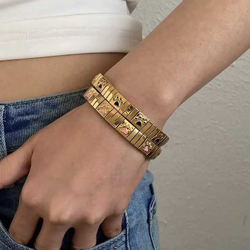 Trendy Stainless Steel Cat Claw Bangle for Women Golden Stackable Basic Charm Chain Waterproof Jewelry Gift Z250616