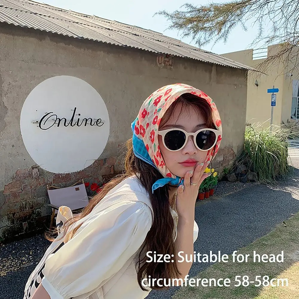 Sweet French Pastoral Style Headscarf INS Style Flower Printed Headband Towel Sun Protection Headband Women 250610