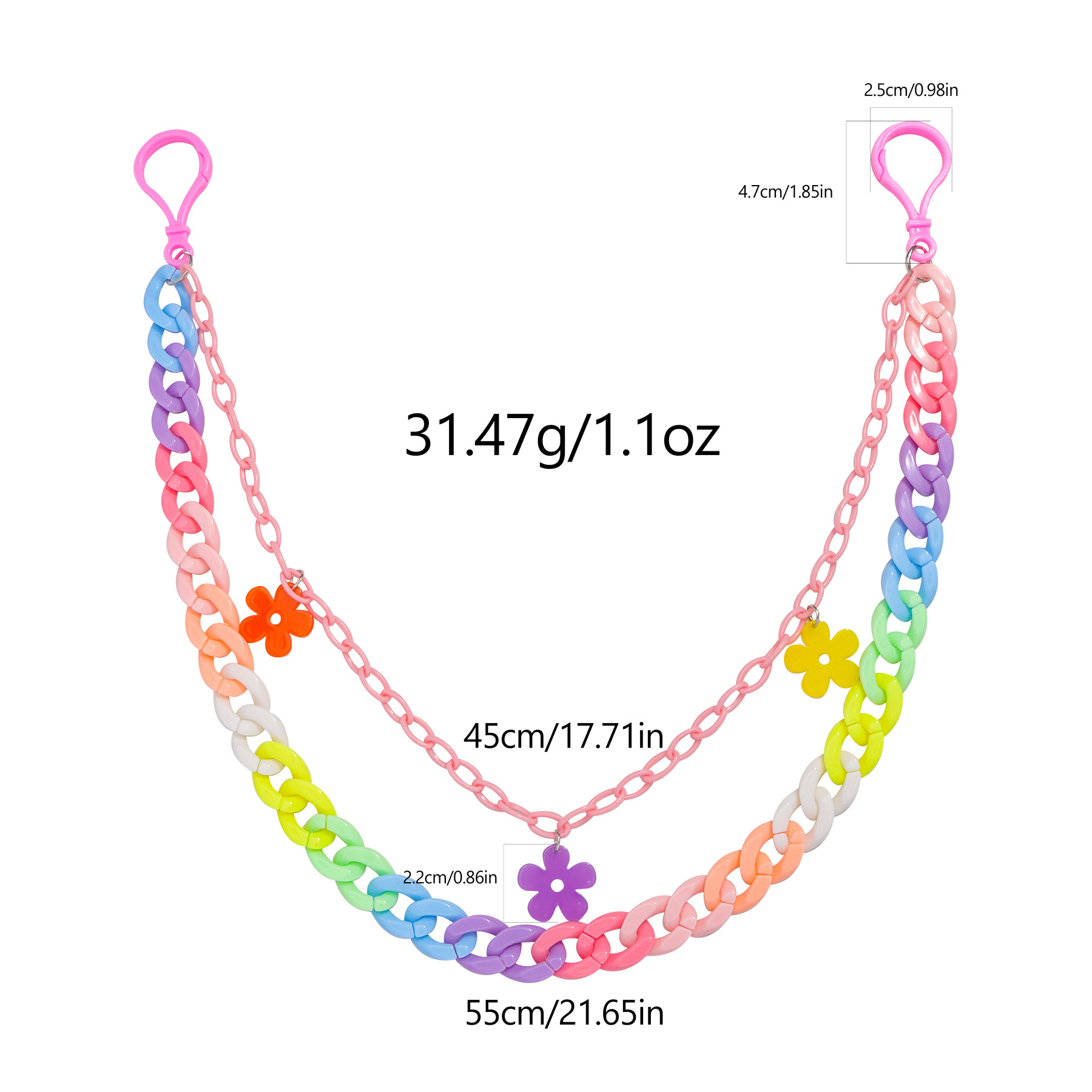Stage Wear Dance Accessories Love flower pants chain colorful splicing acrylic chain Christmas hat pendant