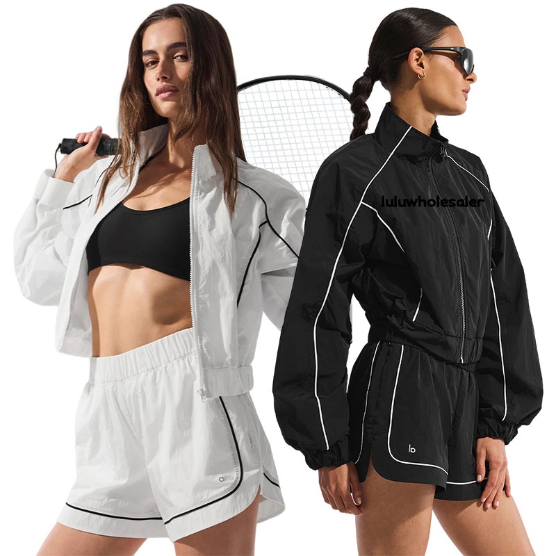 2025 5A top New Women Yoga clothes Sets Motivate Full-Zip Jacket Slim Tank Top Push-Up Fitness Suit Quick Dry Sportswear Workout Running Gym alosetly women clothes
