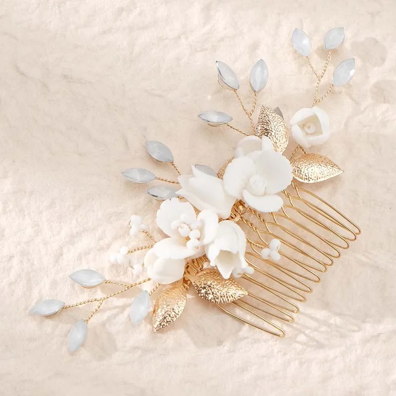 Bridal Wedding Hair Accessories Flower Shiny Rhinestones Hair Combs Jewelry Women Silver Gold Bride Headpiece Party Bridesmaid 250610