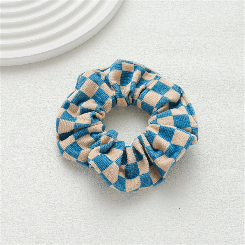 The new meta-colour system retro checkerboard grid hair rope fabric sausage ring headband simple trend hair accessories