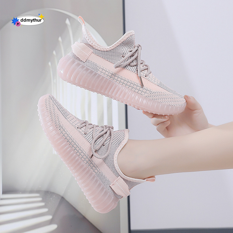 Women's Coconut 2024 New Flyknit Jelly Korean Style Breathable Comfortable Student Casual Sports Running Shoes ddmythur