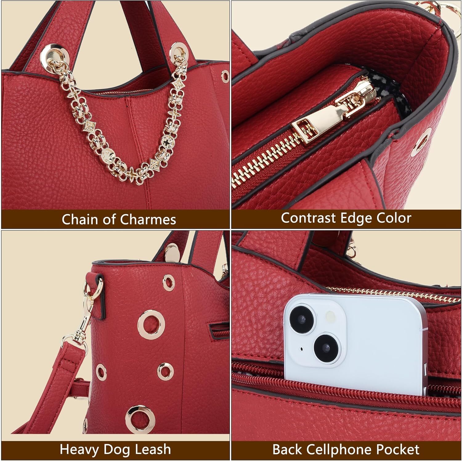 Leather Tote Bag for Women Work Travel Casual Shoulder Crossbody Bags with Strap