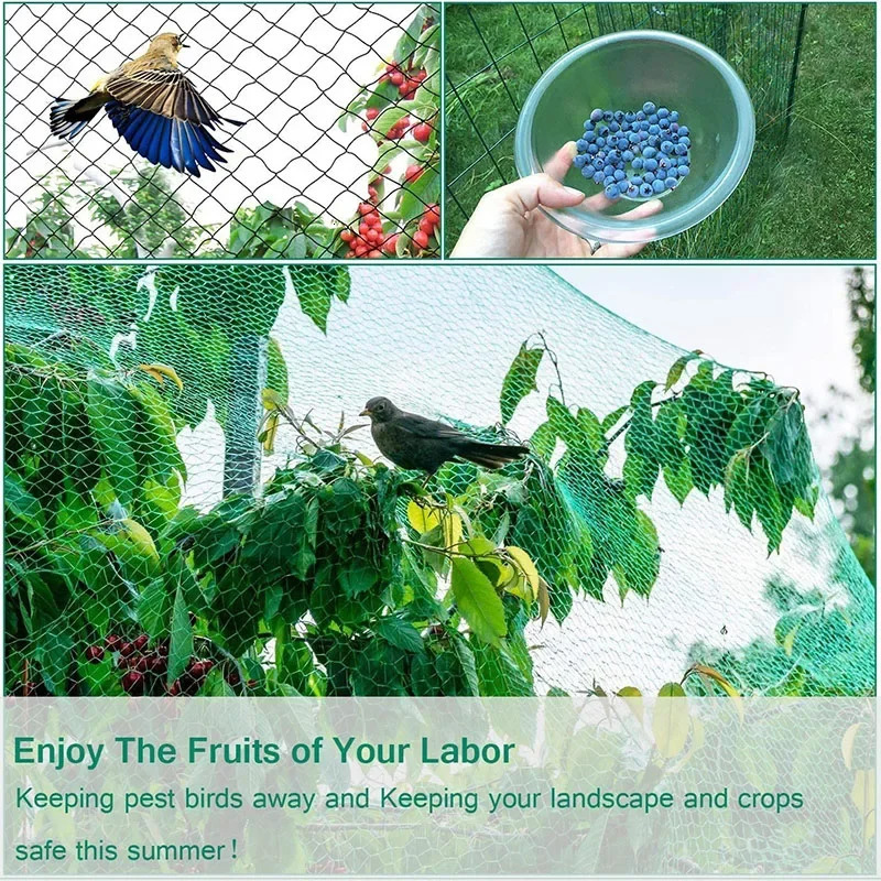 Green Anti Bird Protection Net Mesh Garden Plant Netting Protect Plants and Fruit Trees from Birds Deer Poultry Fencing 250614