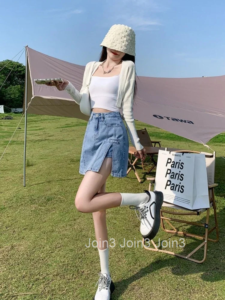 Trend 2025 New In High Waist Short Woman Denim Skirt Premium Stylish Cheap Luxury Elegant Clothing A Line Jeans Skirts for Women