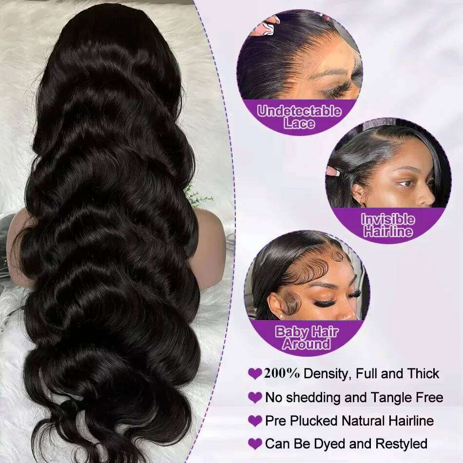 230% Brazilian Body Wave 13x4 13x6 Hd Transparent Lace Front For Women Wear and Go Glueless Wigs 100% Human Hair