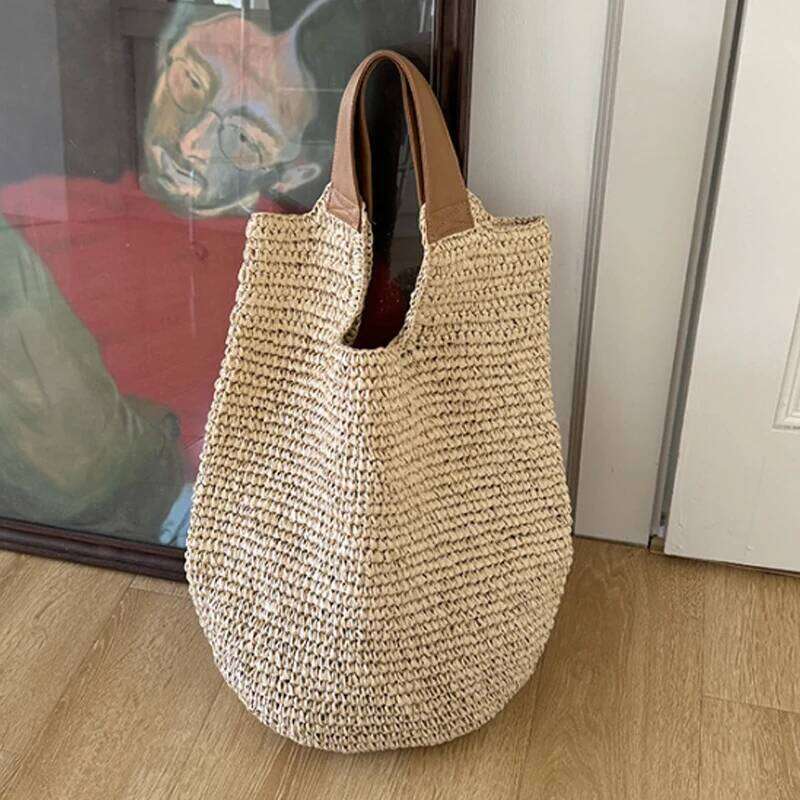 Beach Vintage Handmade Woven Shoulder Bag Raffia Rattan Shopping Bags Bohemian Ladies Summer Travel Vacation Casual Tote