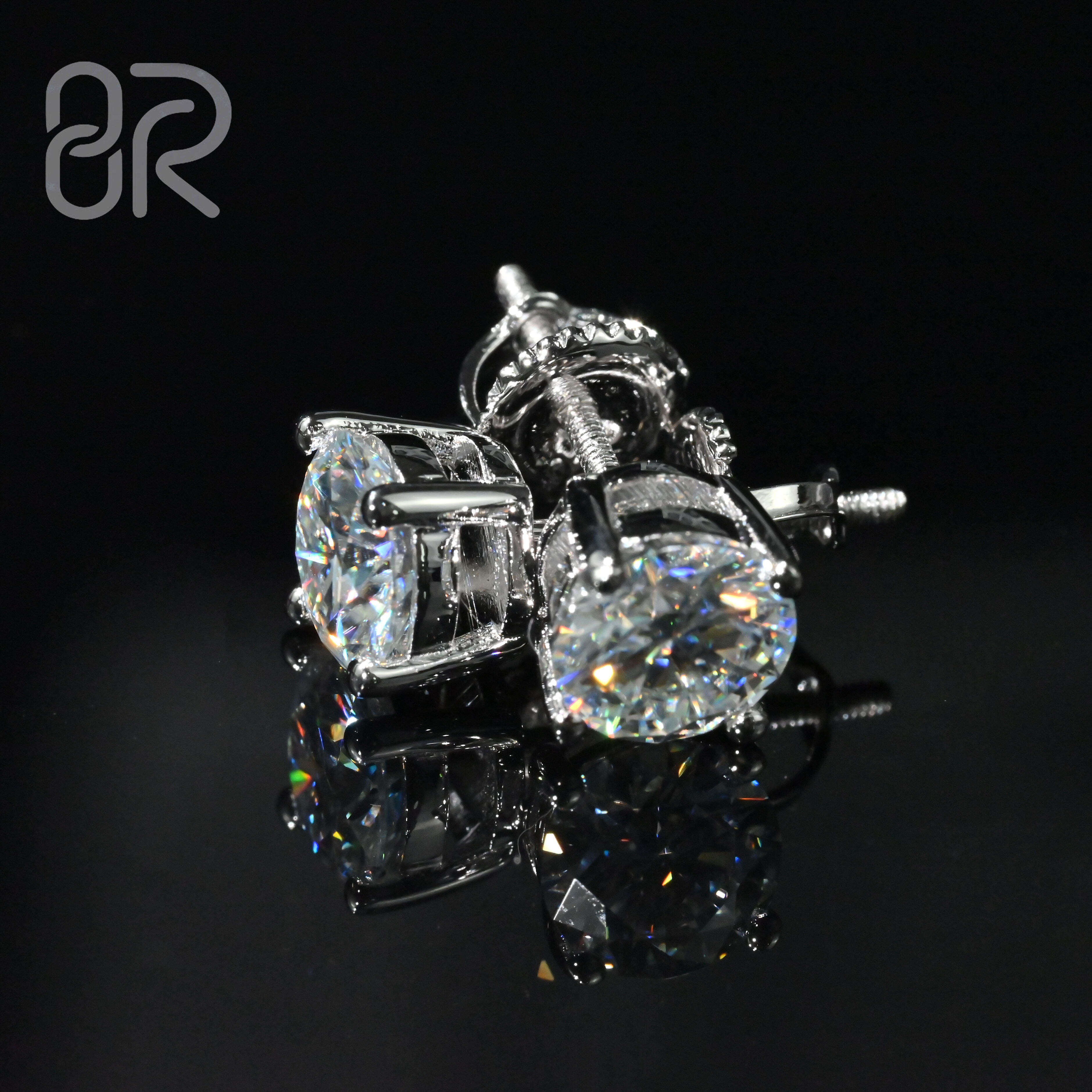 Hot Selling Gold Plated Vvs Moissanite Earring Pass Diamond Tester Round Brilliant Cut Diamond 925 Silver Stud Earrings Women
