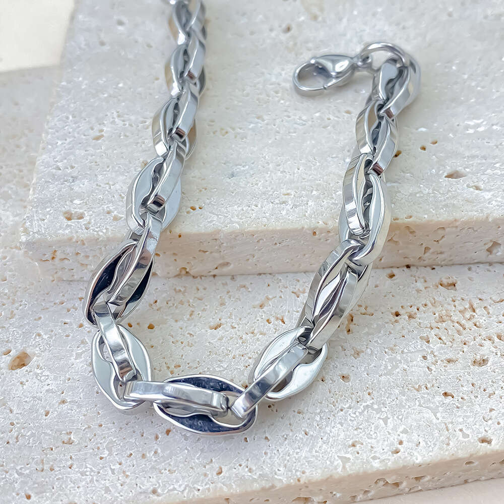 eManco Fashion Personality Simple Double Buckle Rhombus Trendy Hip-Hop Vacuum Plated Bracelet