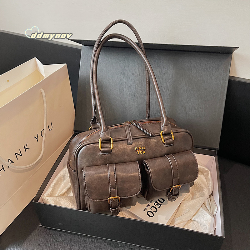 Milad Brown for Women 2024 New Autumn Winter Boston Commuter Underarm Shoulder Pillow Bag ddmynov ddmynov