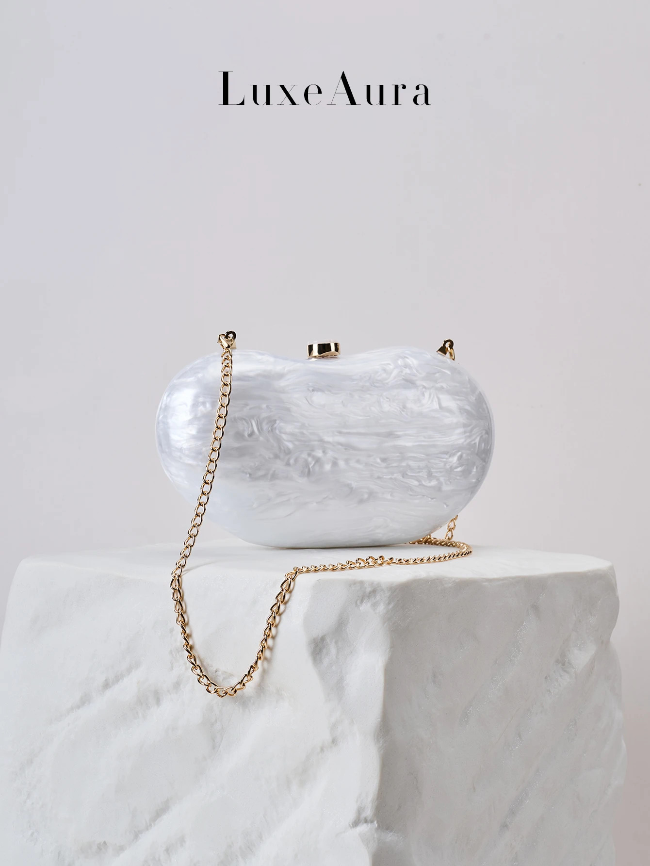 The Latest European and American Fashion a PearlLike Effect Marble Pattern Acrylic Bag 250614