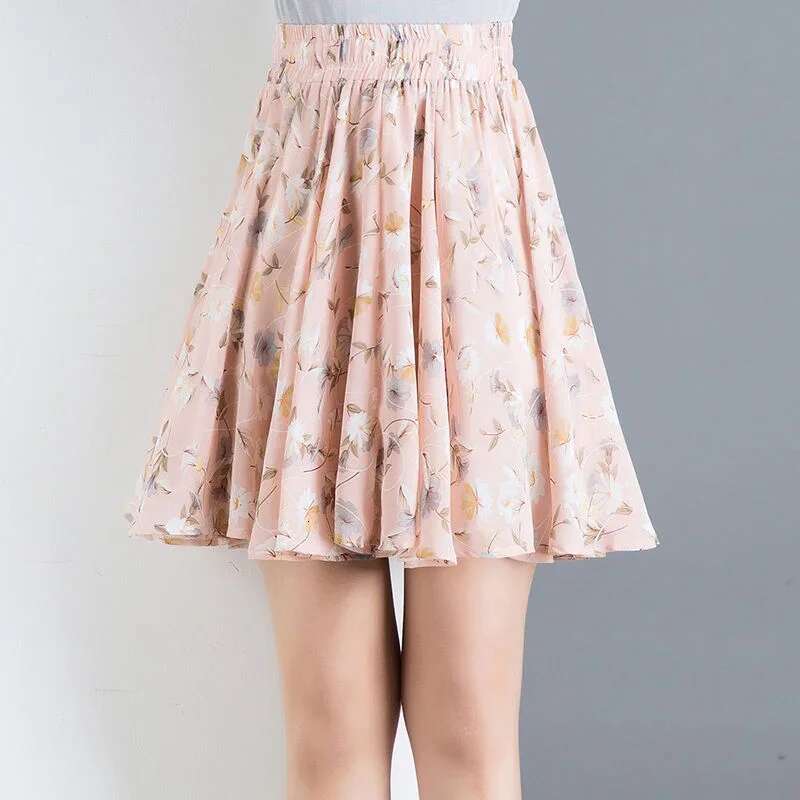 Floral Womens Skirt Chiffon Midi Skirts for Woman Stylish Aesthetic Vintage Summer 2024 Harajuku Streetwear Trend Y2k V Clothes
