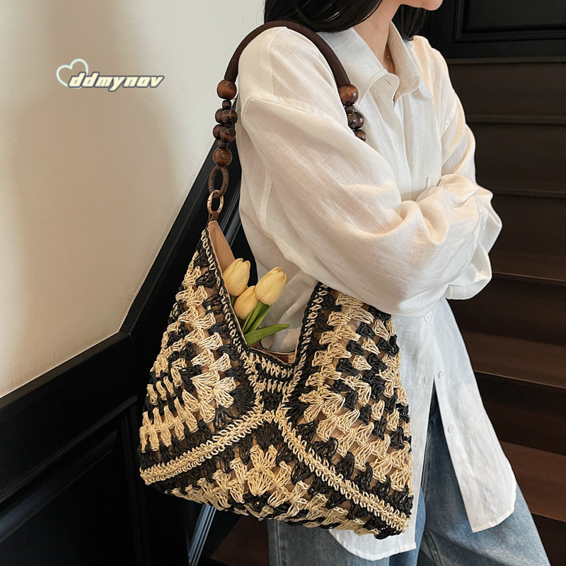 Summer Beach Vacation Woven Tote Bag for Women New Large Capacity Niche Hollow Versatile Shoulder Handbag ddmynov ddmynov ddmynov