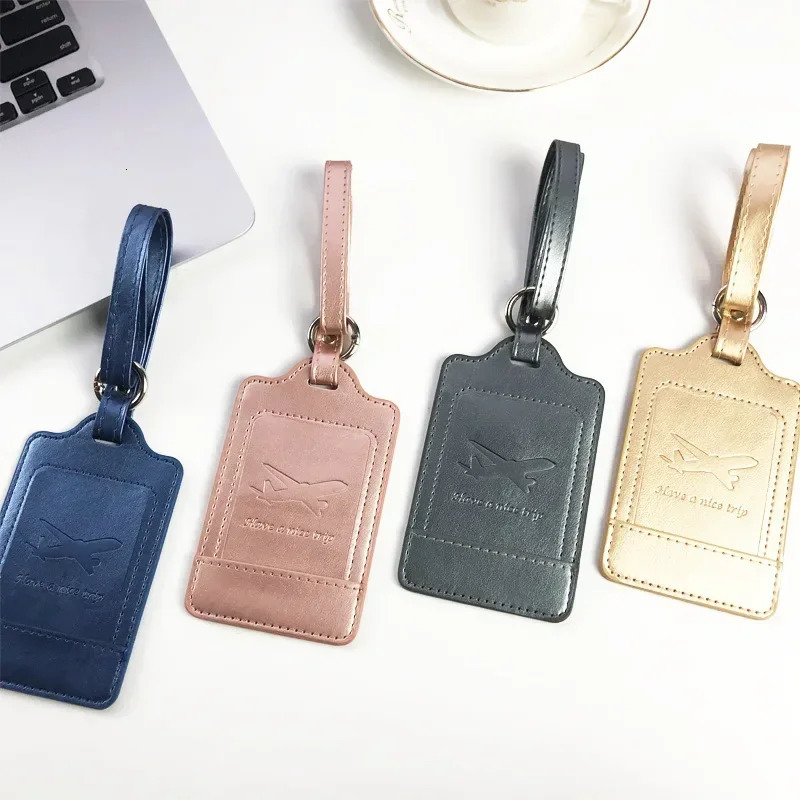 Portable PU Leather Luggage Tag Suitcase Identifier Label Baggage Board Bag Name ID Address Holder Travel Passport Card 250615