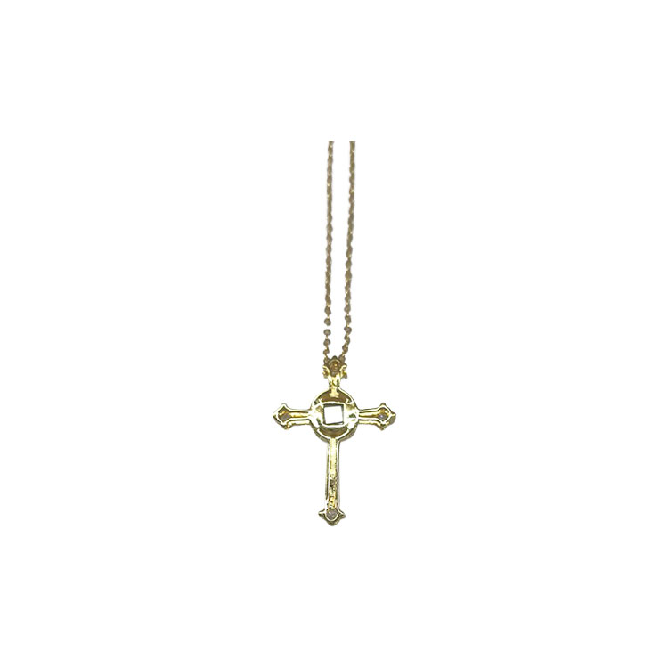 Stylish One Hundred Language Zirconia & Real Gold Cross Necklace for Everyday Wear