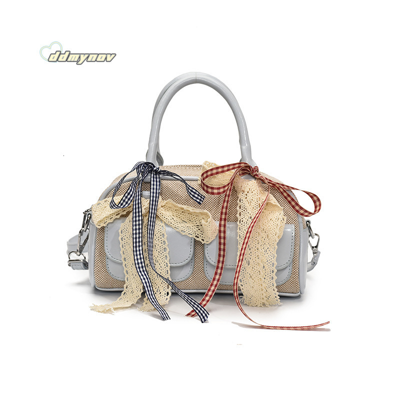 Korean INS Style Double Pocket Handbag for Women 2025 Spring Fashion Versatile Crossbody Boston Bag ddmynov ddmynov