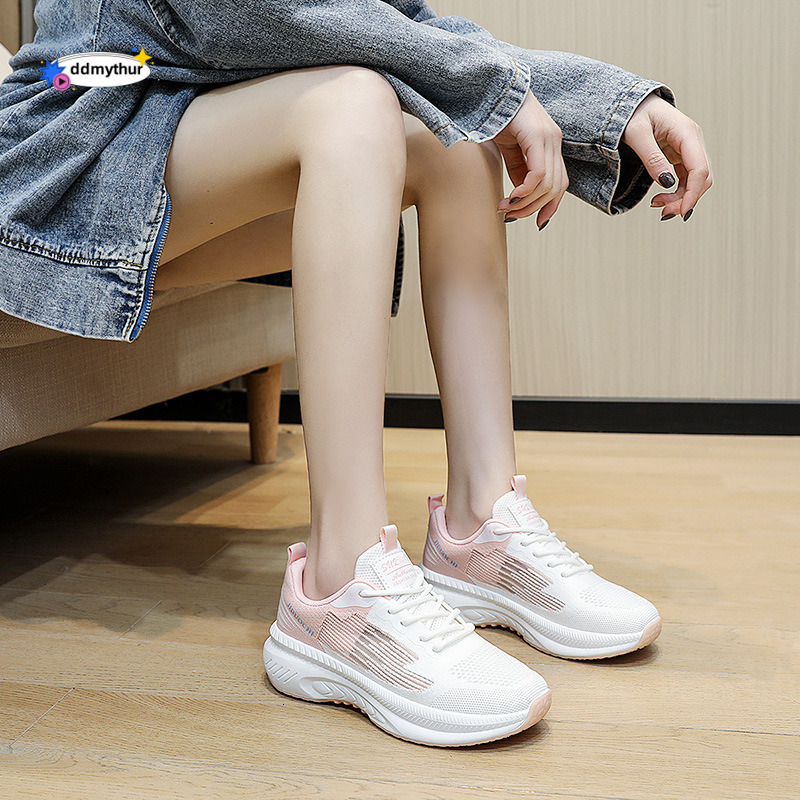 Thick-Soled Lightweight Running Fashion Trend Spring Breathable Sports Women's Ladies' White Shoes ddmythur