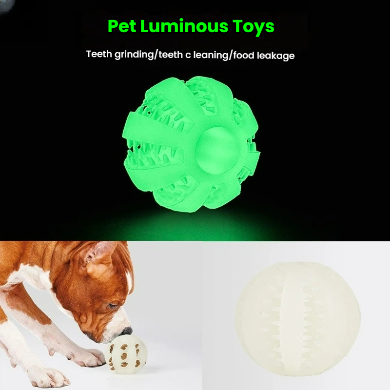Dog Luminous Food Dispensing Chew Toy Ball - Interactive, Durable, Glow in the Dark