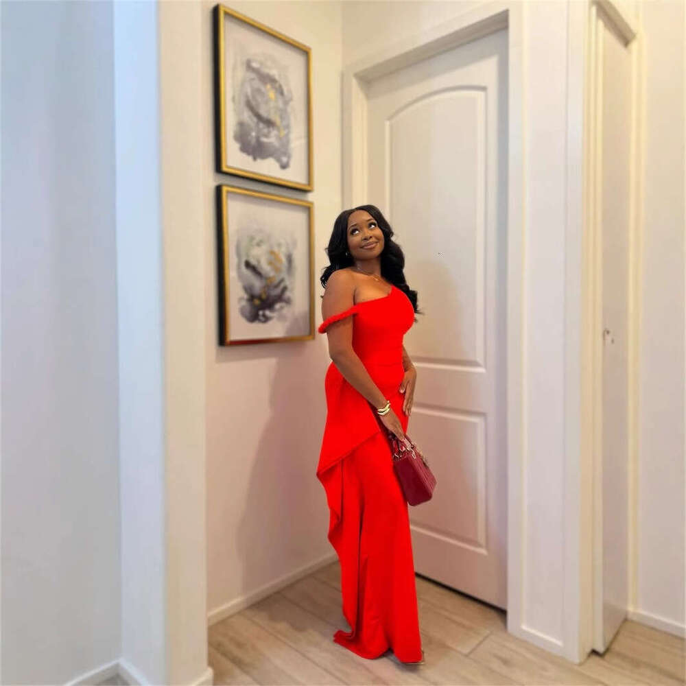 New Fashion Slim Fit Elegant Sexy Off-Shoulder Solid Color Asymmetrical Long Dress For Women B5