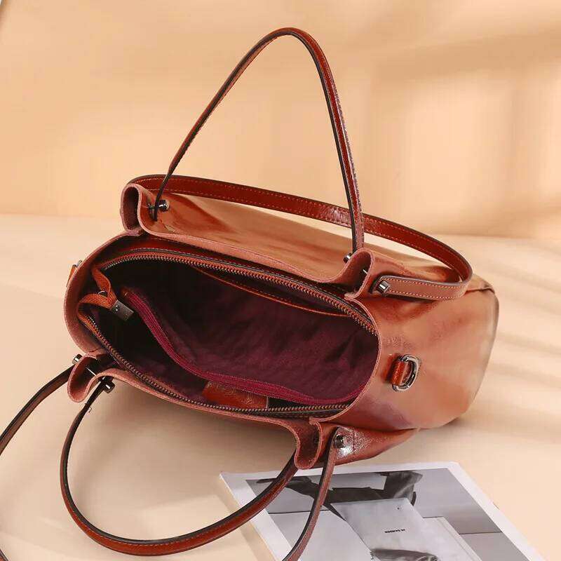 100% Genuine Leather Women's Shoulder 2025 NEW Large Capacity Tote Cowhide Commuter Crossbody Handbag Bag For Shopping