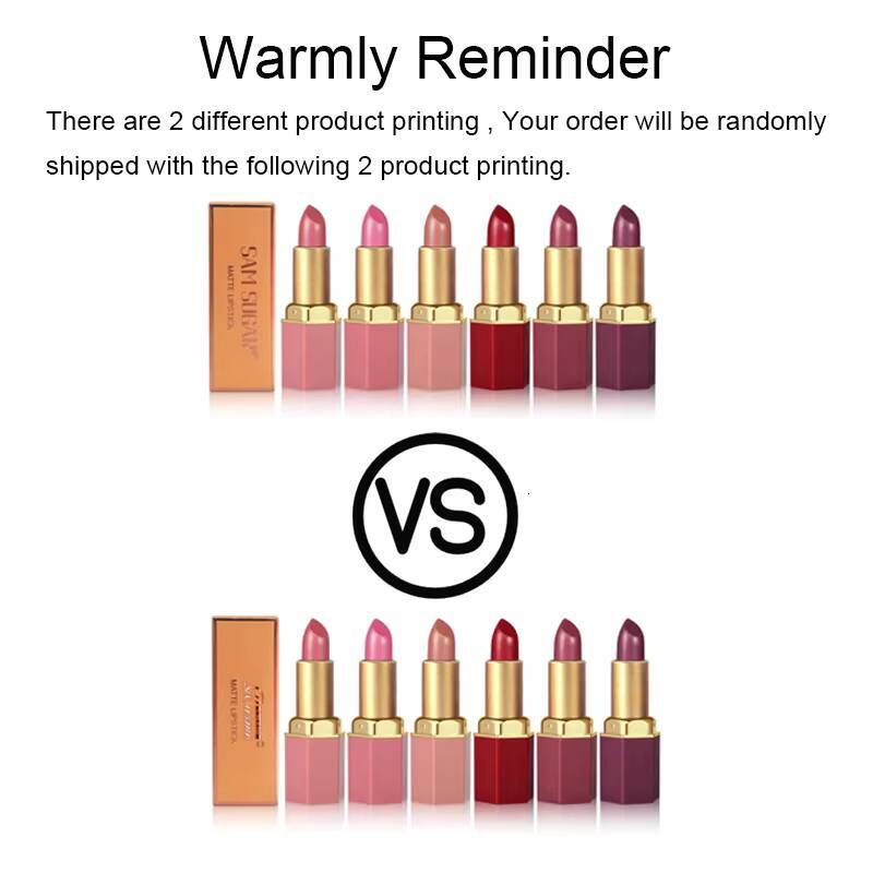 SAM SUGAR 6-Color Lipstick , Non-Stick Cup Long-Lasting Velvet Finish, Smooth Matte Lip Color Waterproof Smudge-proof happy