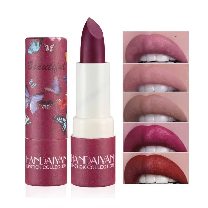 8Colors Brand Matte Lipstick Waterproof Long Lasting Lip Stick Sexy Red Pink Velvet Nude Lipsticks Women Cosmetics Makeup happy