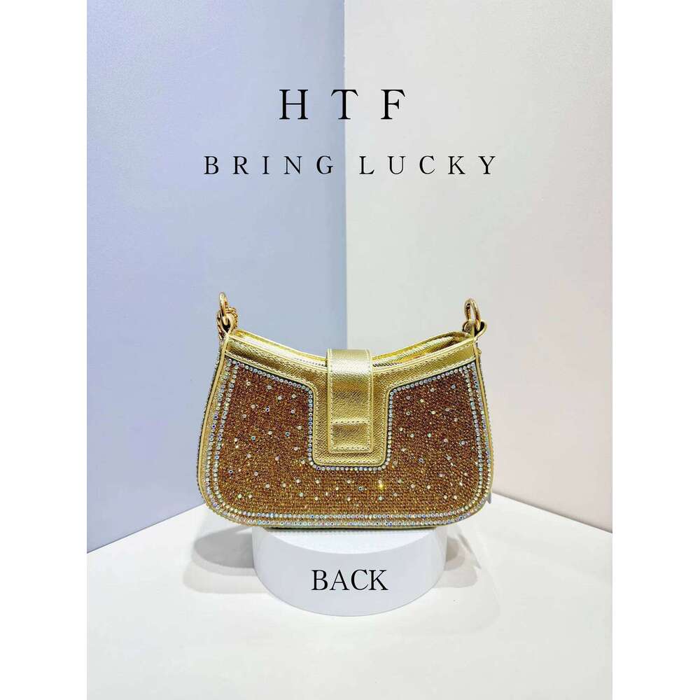 Fashionable Sequin Knotted Pu Material Dinner Hot Dia Rhinestone Handbag Chain Crossbody Clutch Bag